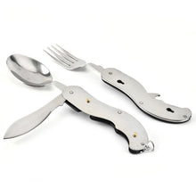 Load image into Gallery viewer, 4 In 1 folding Outdoor cutlery Set Camping Cooking Supplies Stainless Steel