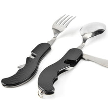 Load image into Gallery viewer, 4 In 1 folding Outdoor cutlery Set Camping Cooking Supplies Stainless Steel