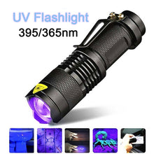 Load image into Gallery viewer, Rechargeable LED Ultraviolet Flashlight 365nm Blacklight
