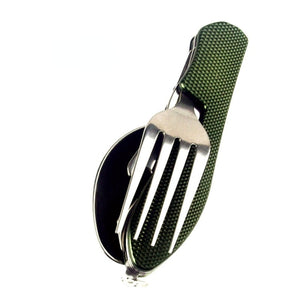 4 In 1 folding Outdoor cutlery Set Camping Cooking Supplies Stainless Steel