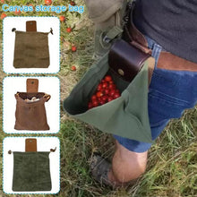 Load image into Gallery viewer, Leather Bushcraft Canvas Foraging Pouch
