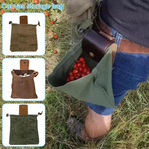 Leather Bushcraft Canvas Foraging Pouch